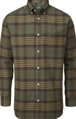 Alan Paine Ilkley Flannel Button Down Collar Shirt flanellipaita, Olive Check