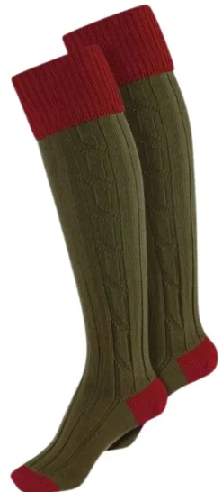 Alan Paine Shooting Sock naisten sukat, Red/Olive