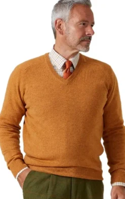 Alan Paine Streetly V-Neck Pullover lampaanvillainen pusero, tummanvihreä