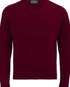 Alan Paine Streetly V-Neck Pullover lampaanvillainen pusero, viininpunainen