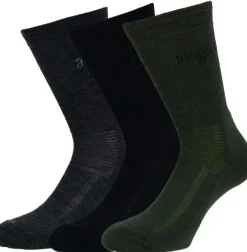 Avignon Terry Hiking -merinovillasukat, 3 paria, musta, harmaa, vihreä