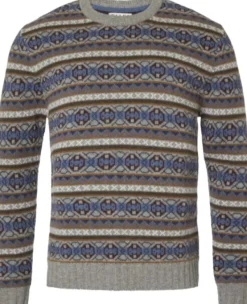 Chevalier Moss Wool Sweater miesten neulepaita, Stone Grey Jaquard