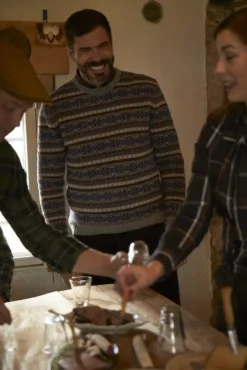 Chevalier Moss Wool Sweater miesten neulepaita, Stone Grey Jaquard