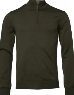 Chevalier M's Aston Half Zip Merino Pullover Leather Brown