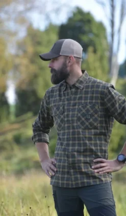 Chevalier M's Creek Shooting Fit Coolmax Shirt Mink Brown Checked