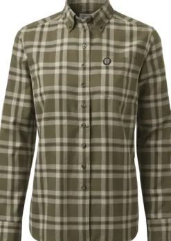 Chevalier Teal Light Flannel Shirt naisten flanellipaita, Olive Green Checked
