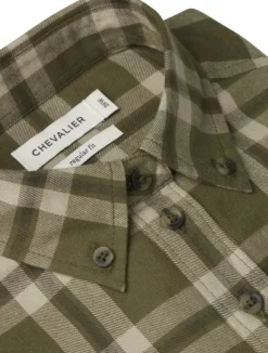 Chevalier Teal Light Flannel Shirt naisten flanellipaita, Olive Green Checked