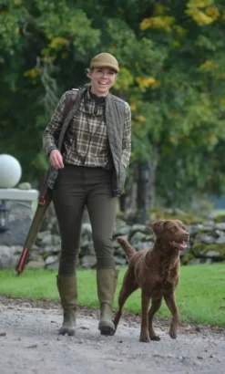 Chevalier Teal Light Flannel Shirt naisten flanellipaita, Olive Green Checked