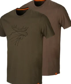 Härkila Graphic T-Shirt 2-Pack Willow Green/Slate Brown