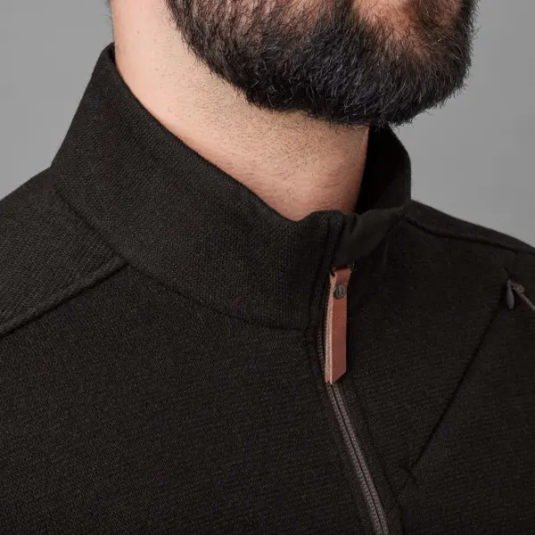 Härkila Metso Half Zip vetoketjullinen villapaita, tummanruskea
