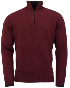 Laksen Brompton Zip-Neck villapaita, Burgundy