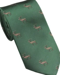Laksen New Deer Tie metsästysaiheinen kravatti, vihreä