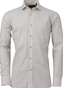 Laksen Pete Cotton Wool Shirt kauluspaita, punainen/sininen