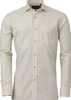 Laksen Reg Cotton Wool Shirt kauluspaita, keltainen/ruskea