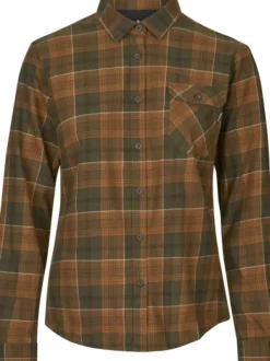 Seeland Skye Flannel Shirt Women Grizzly Brown/Terracotta Check